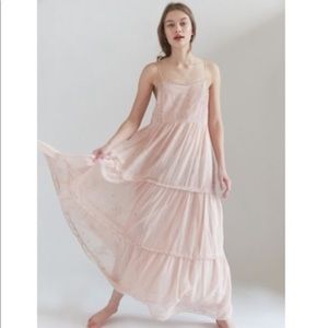 Urban outfitters Hanna embroidered maxi dress blush pink small